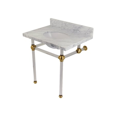 Fauceture 30X22 Marble Vanity Top W/ Acrylic Feet Combo, Marble/Brass KVPB3030MA7